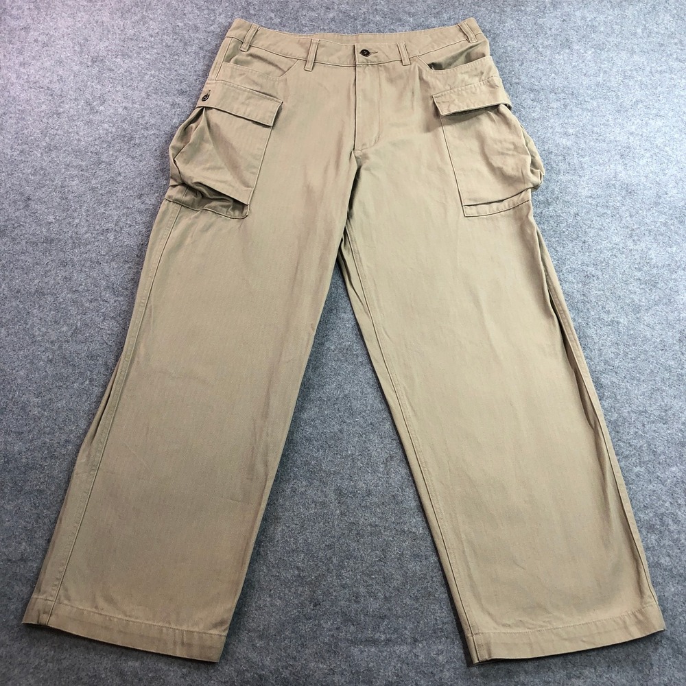 Nike Mens Cargo Pants 34 Khaki Tan Twill Relaxed Straight Leg Utility Jeans